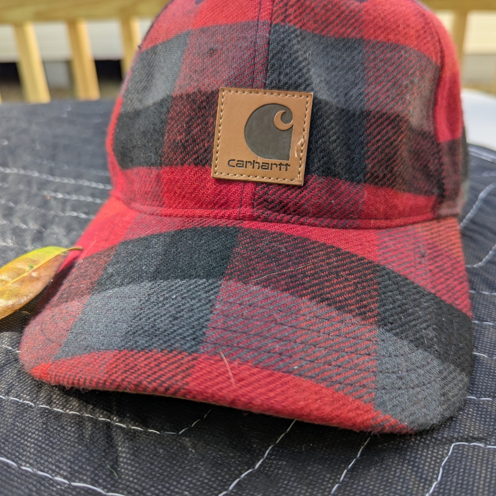 Carhartt Wool Flannel Red and Black Plaid Cap - Adjustable